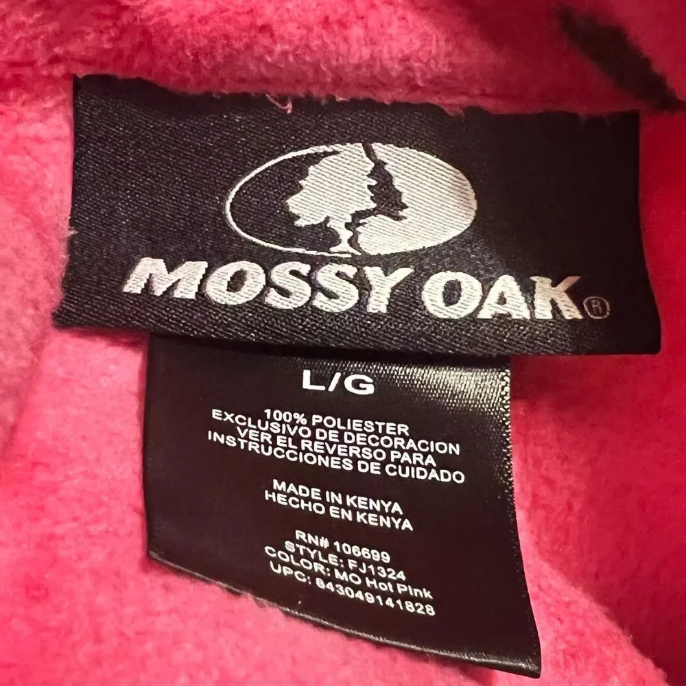 Women's MOSSY OAK Country Roots Hot Pink Camo Full Zip-Up Fleece Jacket S L - Picture 2 of 5